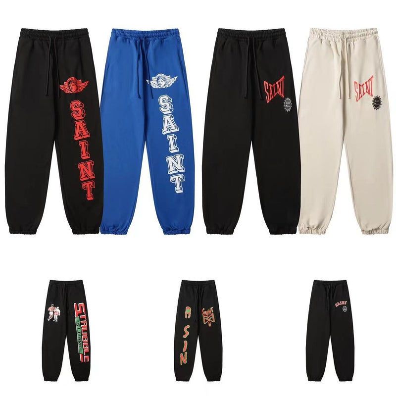 High Street Niche Vintage Letter Printed Sweatpants American-Style Men'S And Women'S Casual Leggings Trousers Trousers - Image 2