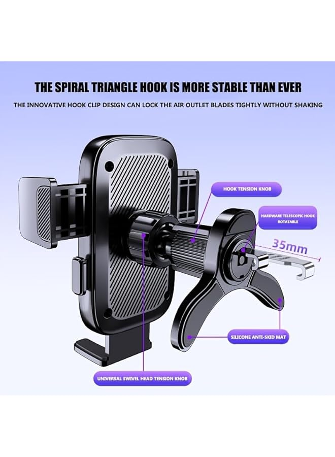 S-TOP Car Phone Mount, 360° Rotatable Air Vent Holder, One-Hand Release, 4.2-7.2 Inch Smartphones, Black - Image 4