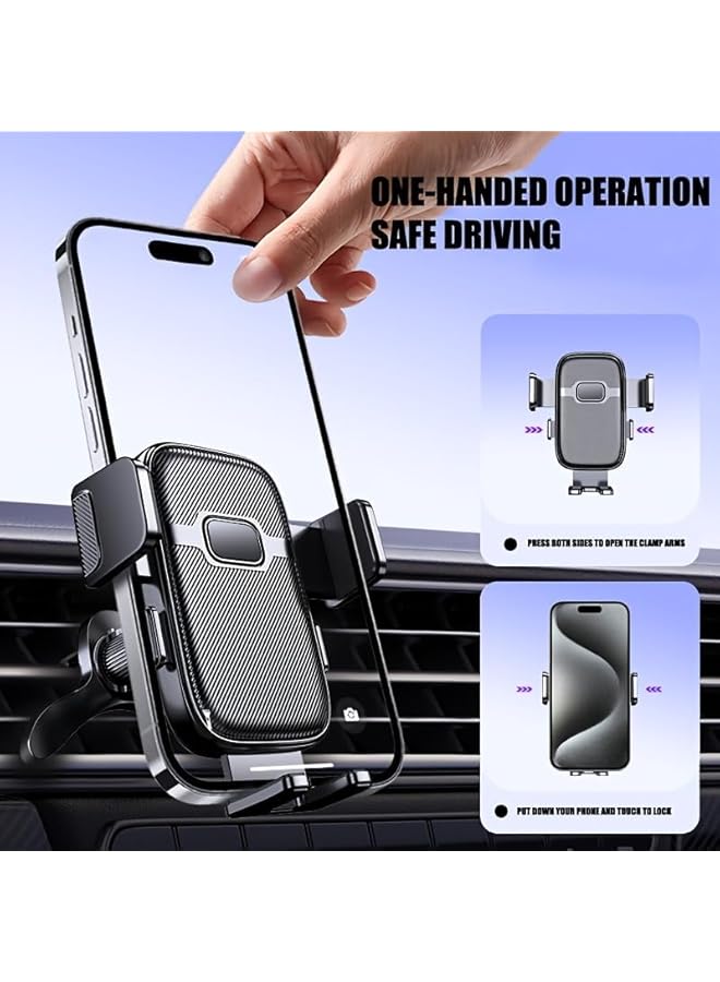 S-TOP Car Phone Mount, 360° Rotatable Air Vent Holder, One-Hand Release, 4.2-7.2 Inch Smartphones, Black - Image 2