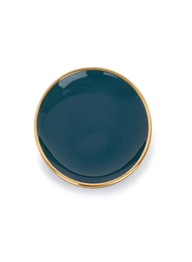 Shay طقم أطباق شاي سيراميك ربعية، 6 قطع، سلسلة جولدلاين باللونين الأزرق المخضر والذهبي | لمسة نهائية لامعة | طقم أطباق للوجبات الخفيفة، 6 قطع | أطباق للحلويات | طبق للوجبات الخفيفة | أطباق صغيرة (أطباق ربعية - أزرق مخضر وذهبي) - Image 5