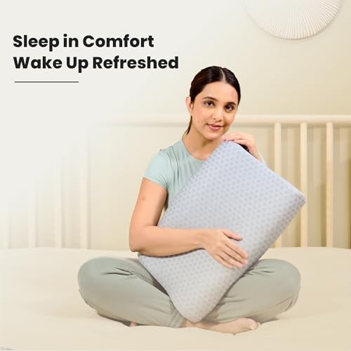 CareFoam Gel Memory Cervical Neck Pillow for Pain Relief Sleep, Improves Posture & Spinal Alignment, Neck Pain Relief Cushion with Ultra Responsive Memory Foam Washable Cover-Queen-Grey Pack of 1 - Image 4
