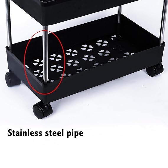 Leaffybezz Kitchen Trolley with Wheels, 4 Layer Kitchen Organizer Accessories Items & Storage Onion Potato Rack, Vegetable Basket for Kitchen Storage (Black) - Image 5