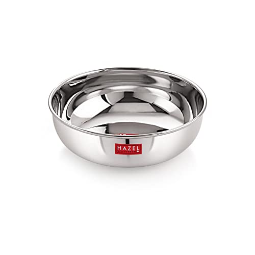HAZEL Stainless Steel Kadai Without Handle | 1000 ml Steel Kadai | Stainless Steel Cookware & Serveware | Multipurpose Tasra for Daily Use - Image 1