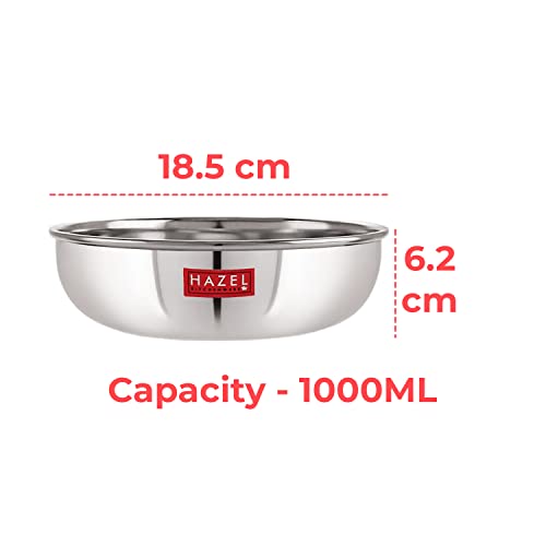 HAZEL Stainless Steel Kadai Without Handle | 1000 ml Steel Kadai | Stainless Steel Cookware & Serveware | Multipurpose Tasra for Daily Use - Image 4