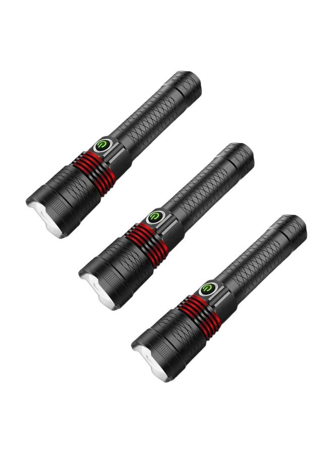 إمبكس 4 pcs كشاف قابل للشحن قابل للتكبير، 10 واط ليزر LED، إضاءة 500 لومن، بطارية ليثيوم أيون 1500 مللي أمبير، مدى 1800 متر، رأس قابل لضبط البؤرة، شحن Type-C، ضمان سنتين – Hunter Z1 – أسود - Image 1