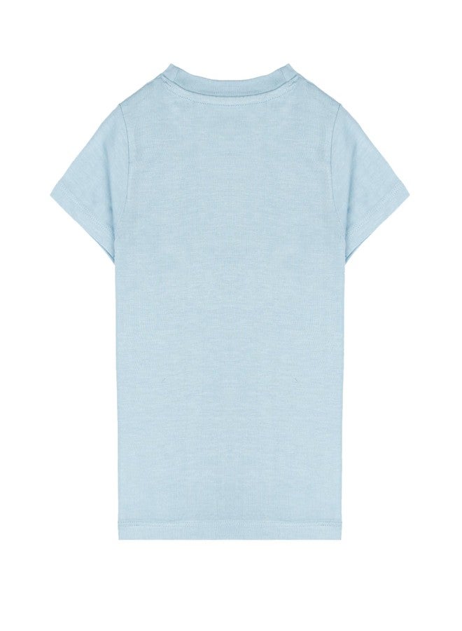 Kolorkode Tshirt for Boys & Girls Regular Fit Half Sleeve Round Neck Organic Cotton Unisex T-Shirt for Kids T-Shirt Blue - Image 2