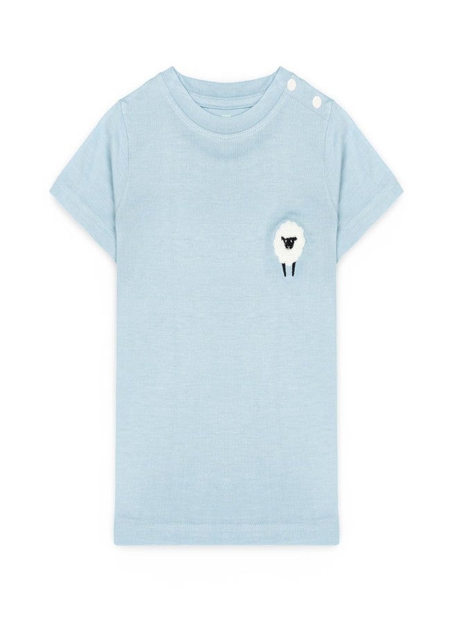 Kolorkode Tshirt for Boys & Girls Regular Fit Half Sleeve Round Neck Organic Cotton Unisex T-Shirt for Kids T-Shirt Blue - Image 1