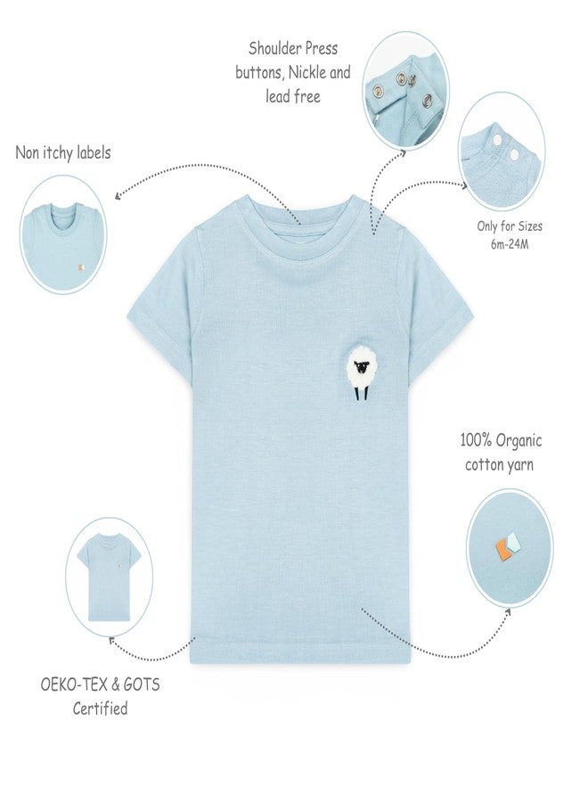 Kolorkode Tshirt for Boys & Girls Regular Fit Half Sleeve Round Neck Organic Cotton Unisex T-Shirt for Kids T-Shirt Blue - Image 3