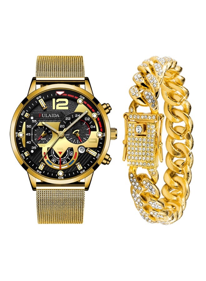 Fulaida 2-Piece Men's Stainless Steel Luminous Dial Watch Set - Image 1