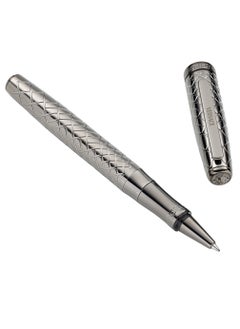 VERSACE Roller Pen - Grey Barrel with Matching Clip and Greca Ring  - Image 3