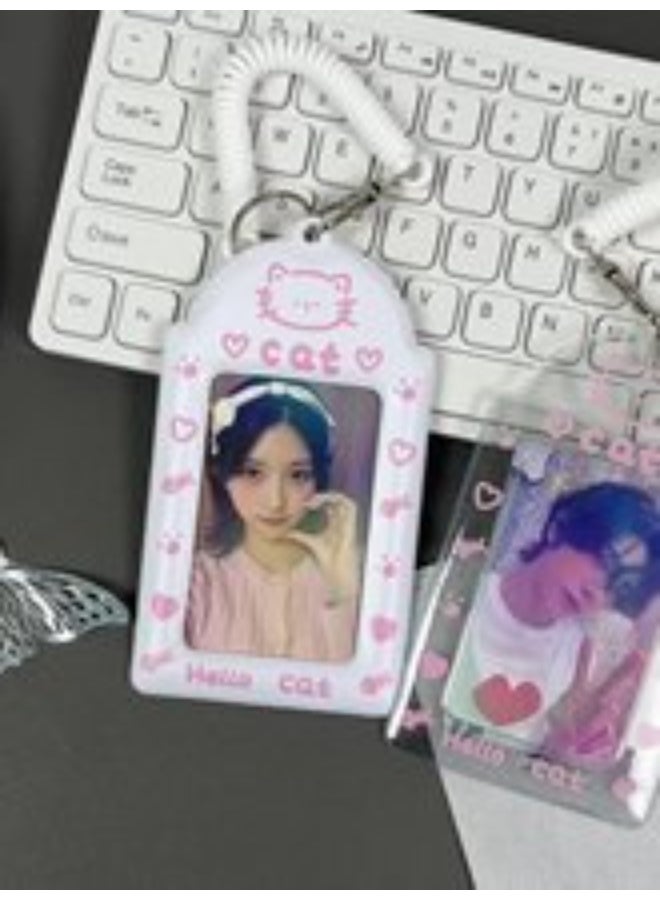 NIBEMINENT 1 - Piece Cute Animal-Shaped Cat PVC Kpop Photo Card Holder Pendant Key Chain ID Badge Holder ID Card Holder Photo Card Protector for School ID Office ID Access Card for Women Girls - Image 1