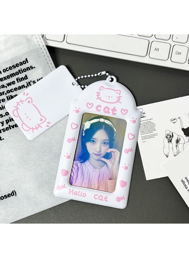 NIBEMINENT 1 - Piece Cute Animal-Shaped Cat PVC Kpop Photo Card Holder Pendant Key Chain ID Badge Holder ID Card Holder Photo Card Protector for School ID Office ID Access Card for Women Girls - Image 2