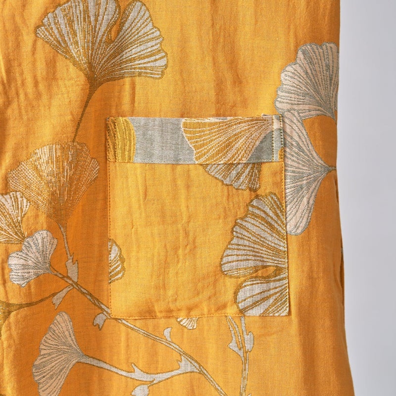 Kimono Robe 100% Cotton Gauze Ginkgo Leaf Print - Image 5