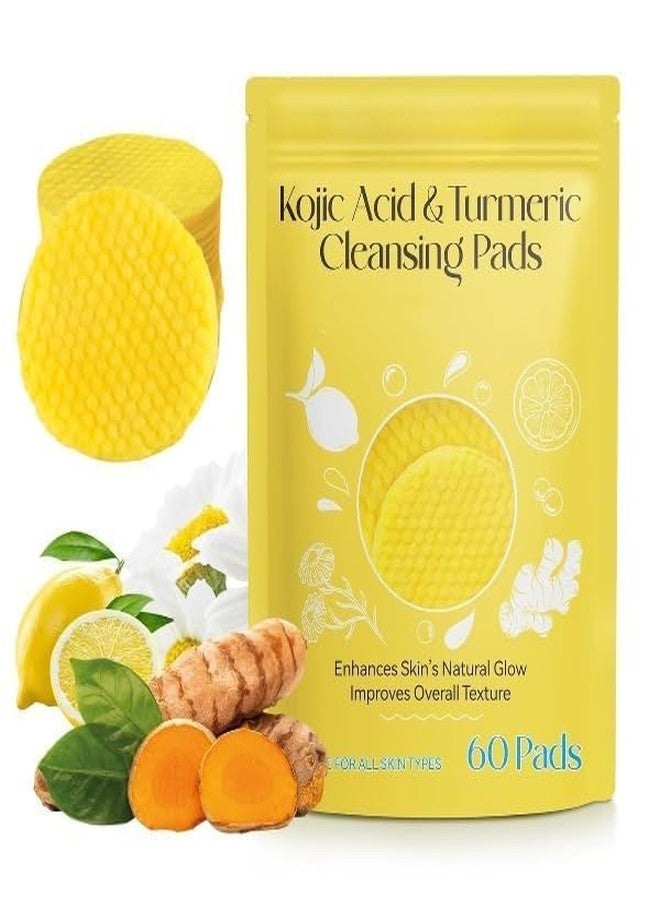 MERCEHIVE Turmeric & Kojic Acid Face Cleansing Pads - 60 Pcs | Vitamin C, Retinol, Chamomile | Dark Spot Remover, Skin Brightening, Acne Control | Unisex | All Skin Types pack of 1 - Image 1