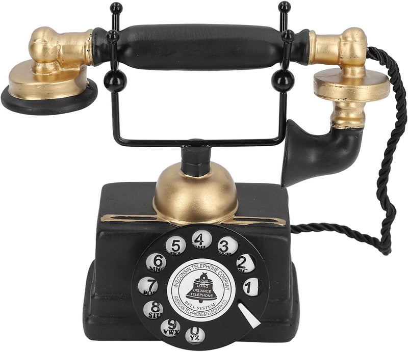 Vintage Retro Telephone Ornament Antique Resin Decor for Home Cafe Bar Mid Century Landline Phone Model for Vintage Lovers 7.1 X 6.1 X 3.5in - Image 3