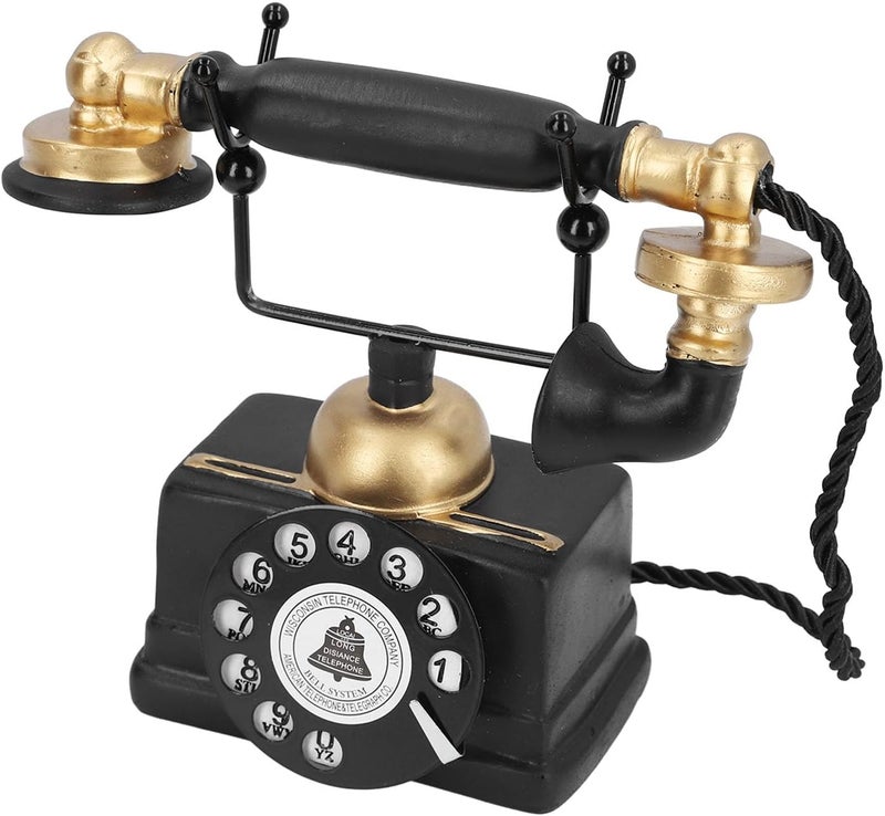 Vintage Retro Telephone Ornament Antique Resin Decor for Home Cafe Bar Mid Century Landline Phone Model for Vintage Lovers 7.1 X 6.1 X 3.5in - Image 4