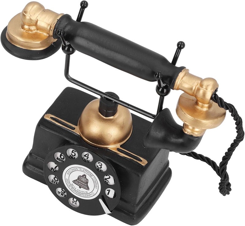 Vintage Retro Telephone Ornament Antique Resin Decor for Home Cafe Bar Mid Century Landline Phone Model for Vintage Lovers 7.1 X 6.1 X 3.5in - Image 5
