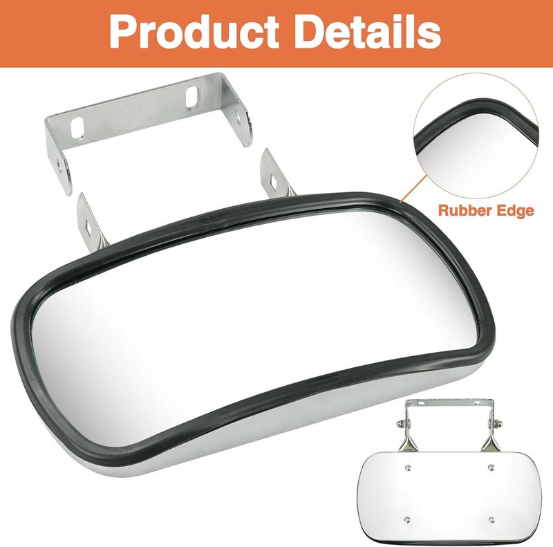 HEMRUNK 8" x 4" Universal Stainless Steel Rectangular Convex Rear View Mirror with U-Bracket for Tractors Trucks Forklifts Boats (Pack of 1) Modern versatile shape - Image 3