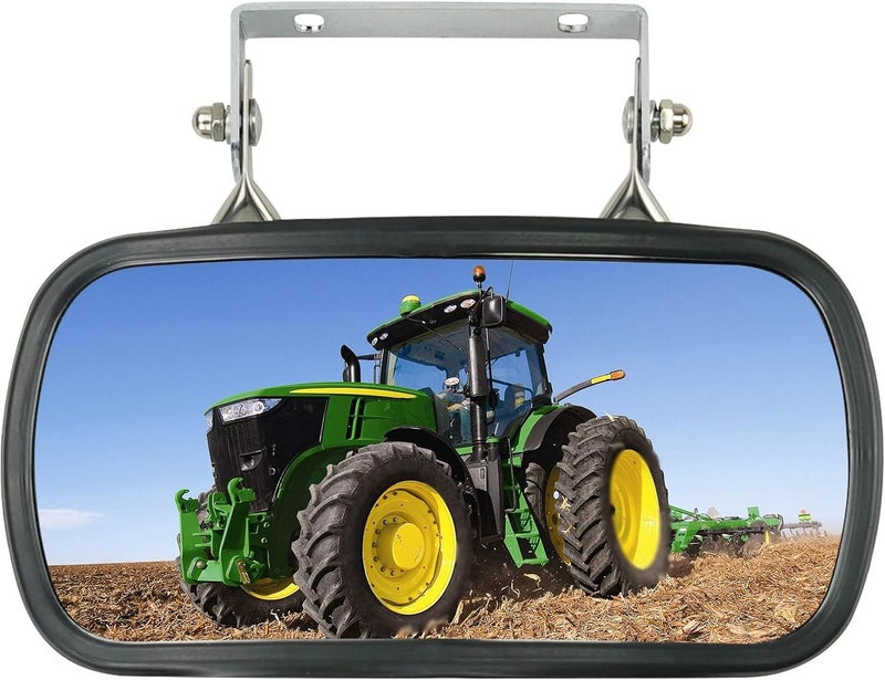HEMRUNK 8" x 4" Universal Stainless Steel Rectangular Convex Rear View Mirror with U-Bracket for Tractors Trucks Forklifts Boats (Pack of 1) Modern versatile shape - Image 1