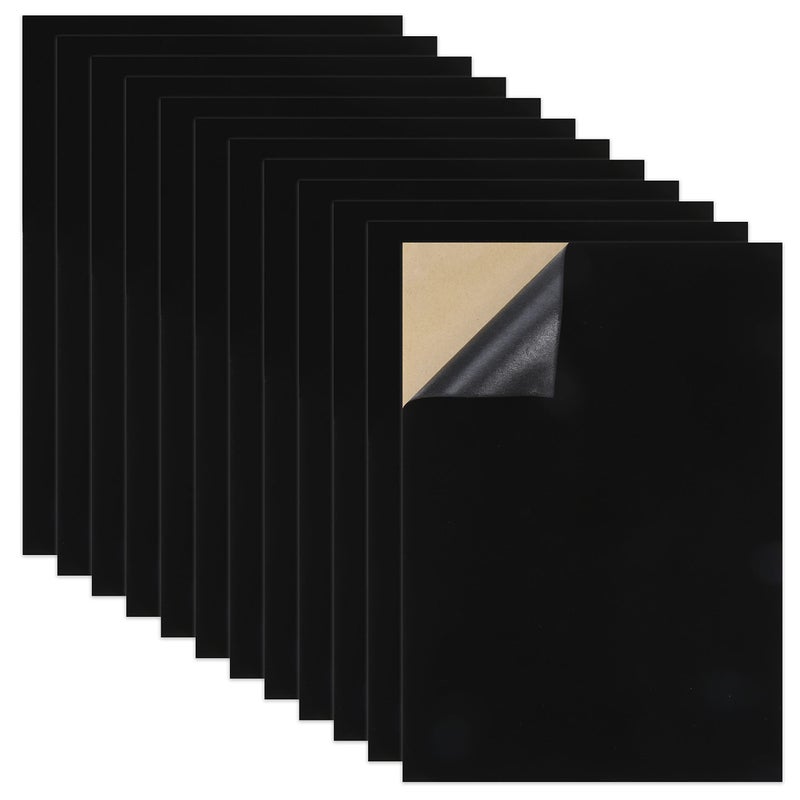 Caydo 12PCS Black Self Adhesive Felt Sheets, Soft Velvet Sticky Back Felt for Jewelry Box and Drawer Liner, Art and Craft Making(A4 Size) - Image 1