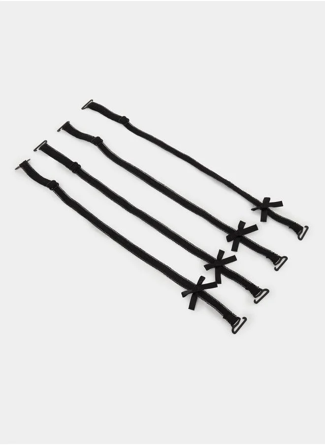 Styli Styli Set of 4 - Picot Elastic Bow Trim Bra Straps