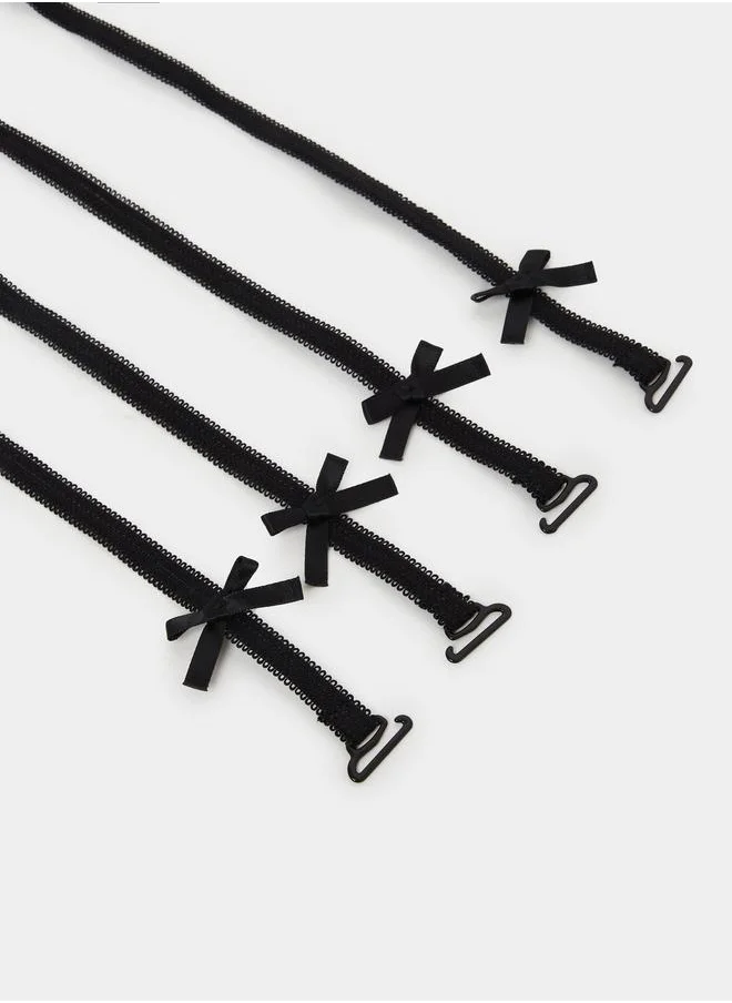 Styli Styli Set of 4 - Picot Elastic Bow Trim Bra Straps