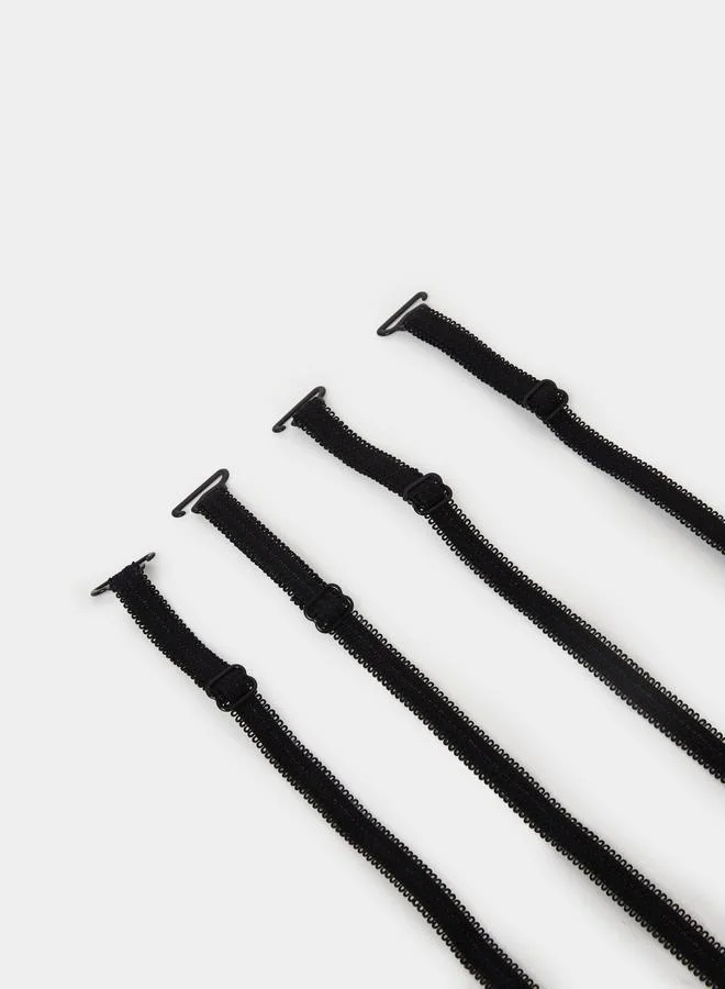 ستايلي Styli طقم 4 - أشرطة حمالة صدر مطاطية مزينة بفيونكة بيكو
