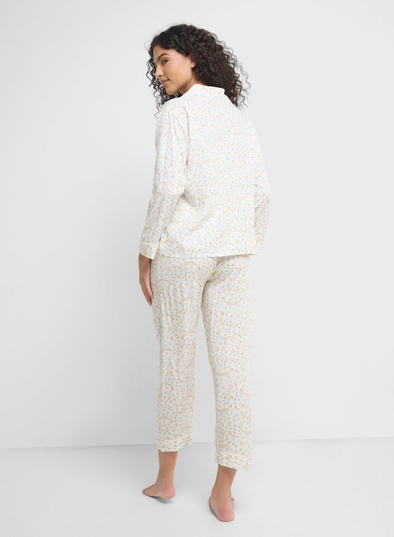 Ginger Floral Button Up Shirt & Pyjama Set  - Image 2