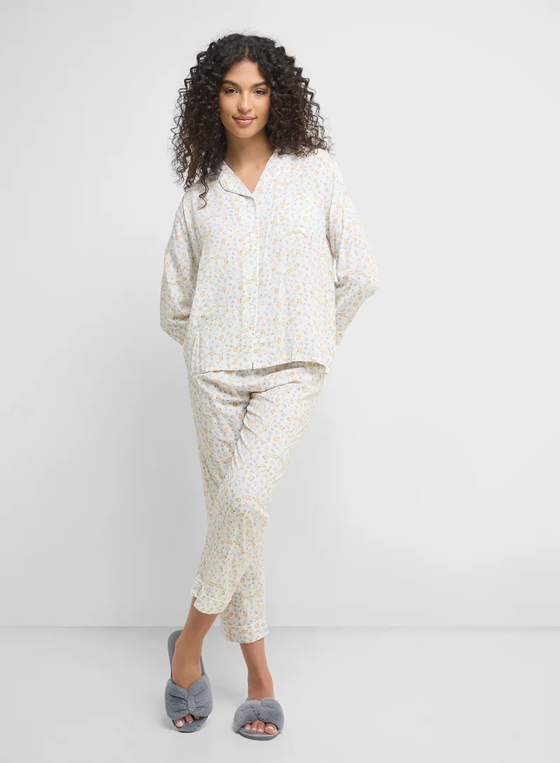 Ginger Floral Button Up Shirt & Pyjama Set