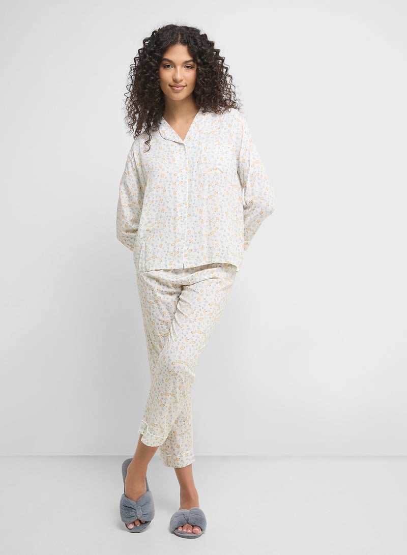 Ginger Floral Button Up Shirt & Pyjama Set  - Image 5