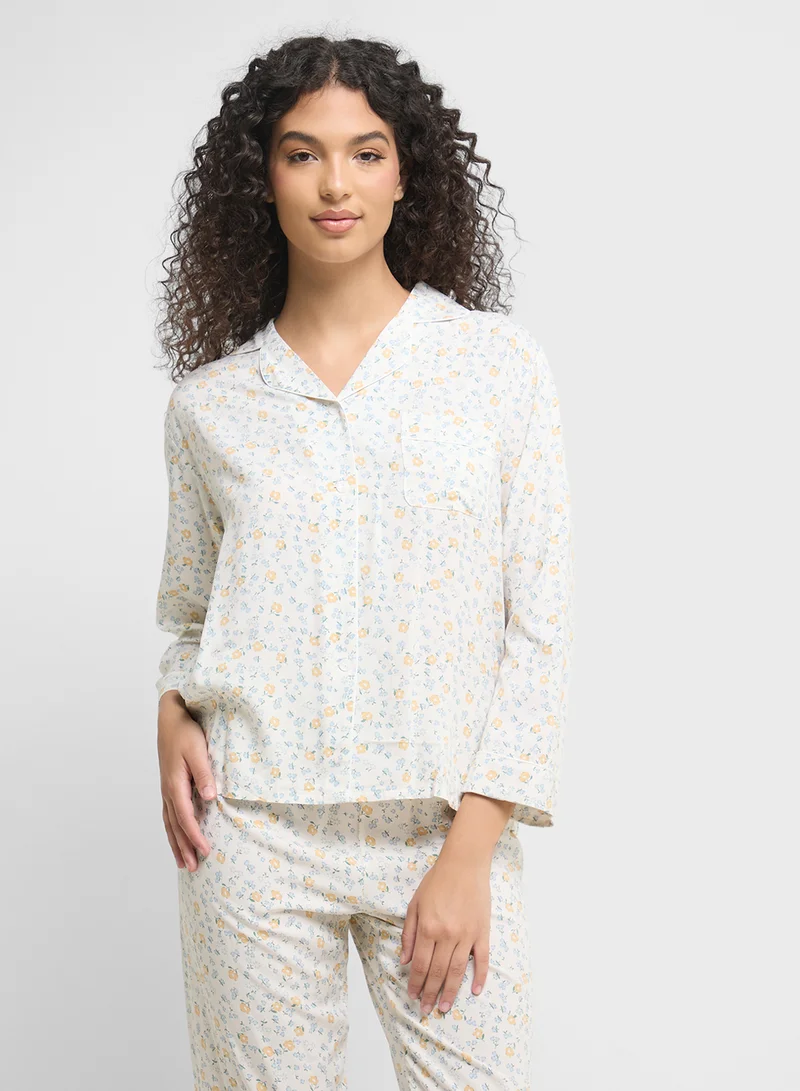 Ginger Floral Button Up Shirt & Pyjama Set