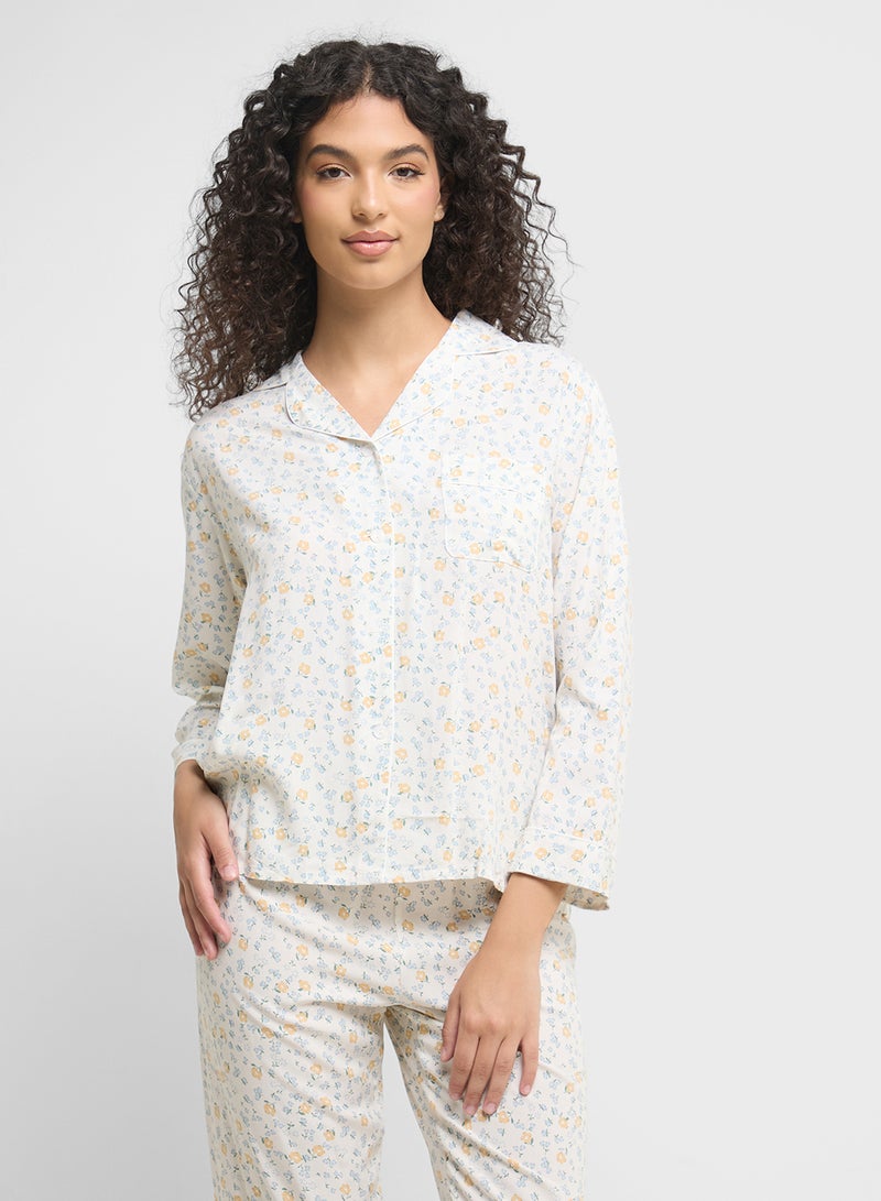 Ginger Floral Button Up Shirt & Pyjama Set  - Image 3