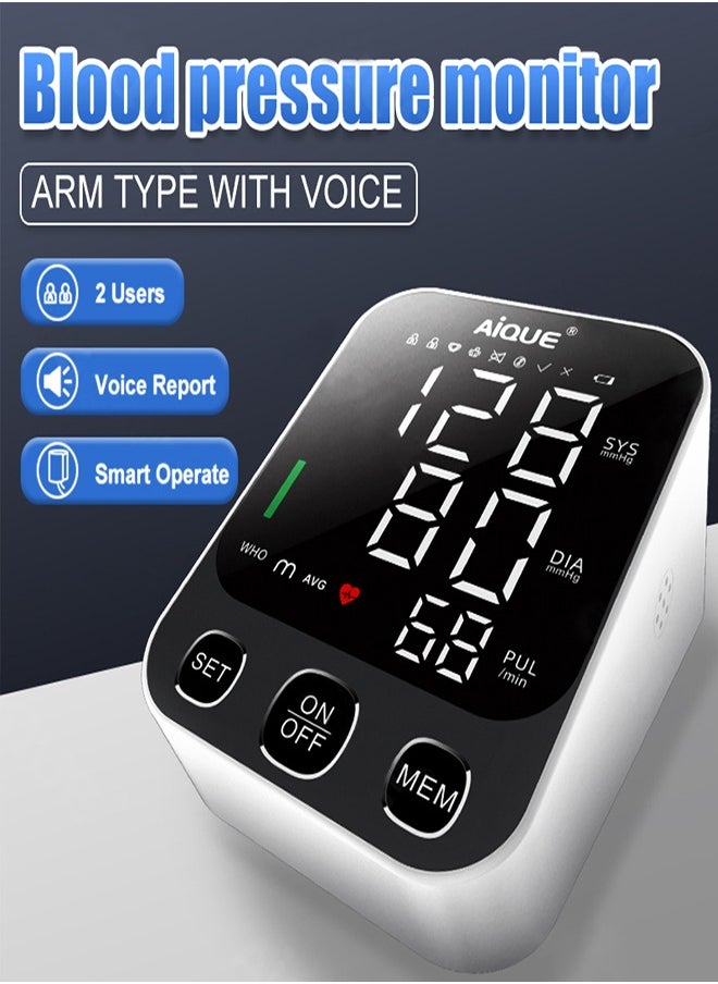 0TO1 TECH Sphygmomanometer Upper Arm Sphygmomanometer 4.7-Inch Large Screen Adjustable Blood Pressure Cuff Automatic Voice Broadcast  - Image 3