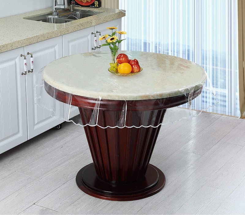 70 Inch Round Clear Plastic Tablecloth Waterproof Round Table Cover Protector for Kitchen Dining Table Party Indoor Outdoor Use