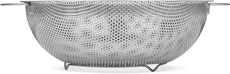 Supreme Mall (Label) Stainless Steel Micro-Perforated Colander Kitchen Strainer Sieve with Handle-Pasta, Rice, Fruit, Vegetable Drainer - Image 3