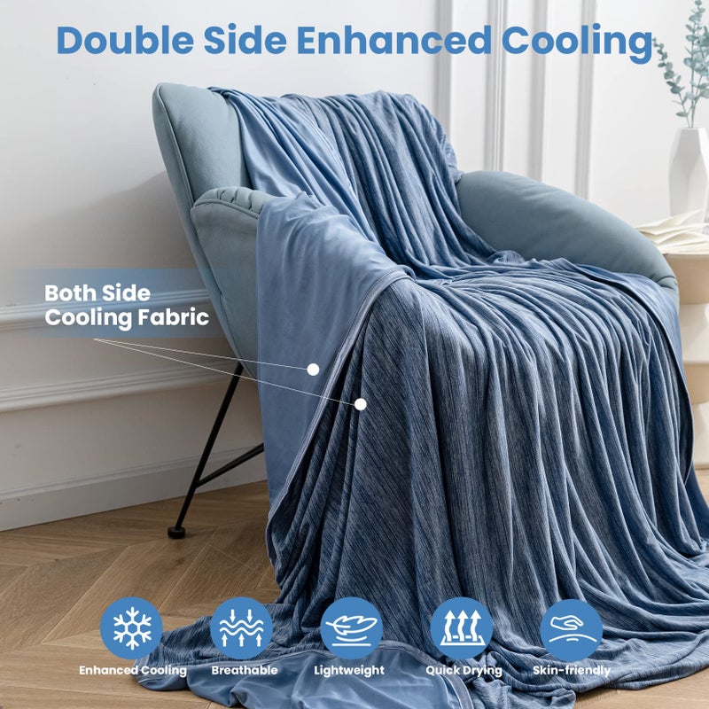 OIGAE Cooling Blanket for Hot Sleepers - Soft & Lightweight Summer Cold Blanket for Night Sweats | Perfect for Bed, Couch, Sofa (Dark Blue, Throw 50" x 70") - Image 3