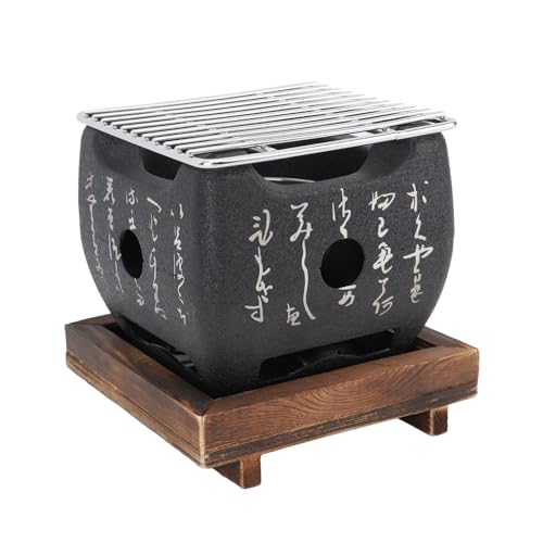 Bewinner Japanese Grill with Portable Design, BBQ Grill Food Charcoal Stove for Household Barbecue Tool - 2 Size Available (19.5x18cm / 7.7x7.1in) - Image 1