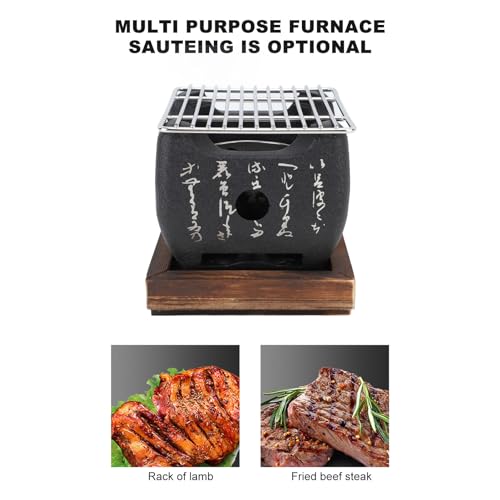 Bewinner Japanese Grill with Portable Design, BBQ Grill Food Charcoal Stove for Household Barbecue Tool - 2 Size Available (19.5x18cm / 7.7x7.1in) - Image 5
