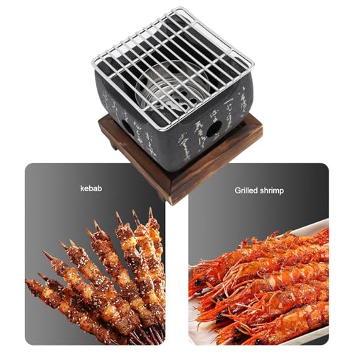Bewinner Japanese Grill with Portable Design, BBQ Grill Food Charcoal Stove for Household Barbecue Tool - 2 Size Available (19.5x18cm / 7.7x7.1in) - Image 2