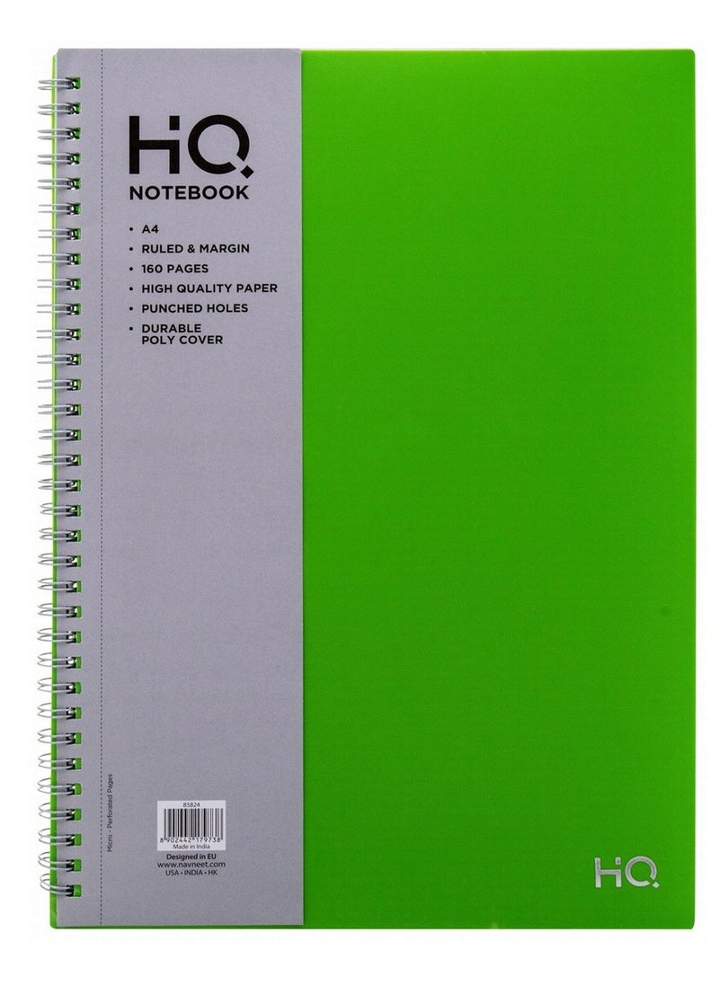 HQ A4 Size Poly Wiro Notebook 160 Pages Green 
