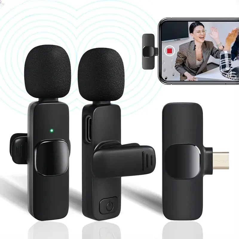 TECHNOVIEW 2.4 Ghz Omnidirectional Lavalier Wireless Dual Microphone with Noise Cancallation, 50M Range Plug & Play, 2 Transmitters & 3 Receiver Lapel Mic System for All USB Devices K9-V2 (Black) - Image 1
