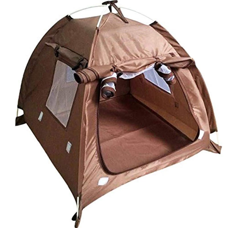 OLizee Breathable Washable Pet Puppy Kennel Dog Cat Folding Indoor Outdoor House Bed Tent BrownM