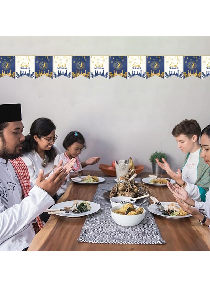 AUTOYSUR ديكورات لافتات رمضان للمنزل، لافتة عيد مبارك، لافتة رمضان كريم، ديكورات حفلات، لافتة ترحيب لعيد مبارك، لوازم حفلات باب المنزل (أزرق)  - Image 4