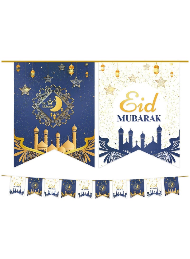 AUTOYSUR ديكورات لافتات رمضان للمنزل، لافتة عيد مبارك، لافتة رمضان كريم، ديكورات حفلات، لافتة ترحيب لعيد مبارك، لوازم حفلات باب المنزل (أزرق)  - Image 1