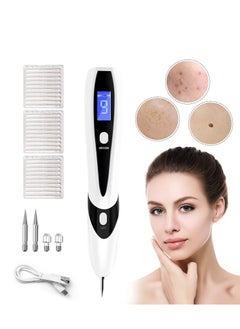 Skin Tag Remover, Skin Tag Removal Kit Tools with LCD Display 9 Adjustable Modes 30 Fine Needles USB Charging Home Usage for, Freckle, Warts, Dark Spot, Nevus Body Facial (white)