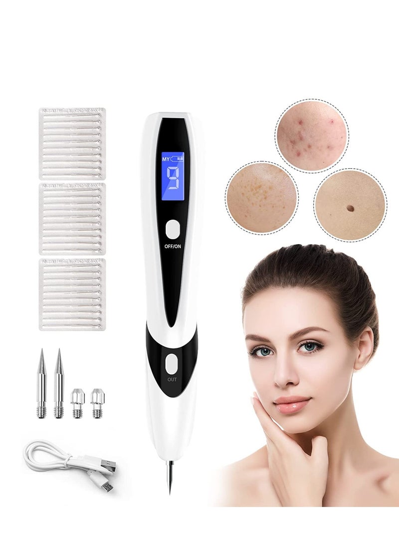 SYOSI - Skin Tag Remover, Skin Tag Removal Kit Tools with LCD Display 9 Adjustable Modes 30 Fine Needles USB Charging Home Usage for, Freckle, Warts, Dark Spot, Nevus Body Facial (white) - Image 1
