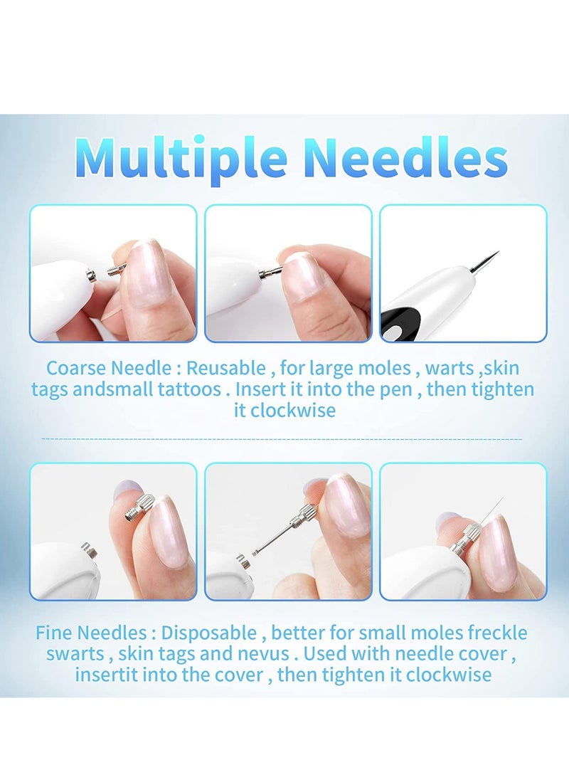 SYOSI - Skin Tag Remover, Skin Tag Removal Kit Tools with LCD Display 9 Adjustable Modes 30 Fine Needles USB Charging Home Usage for, Freckle, Warts, Dark Spot, Nevus Body Facial (white) - Image 1