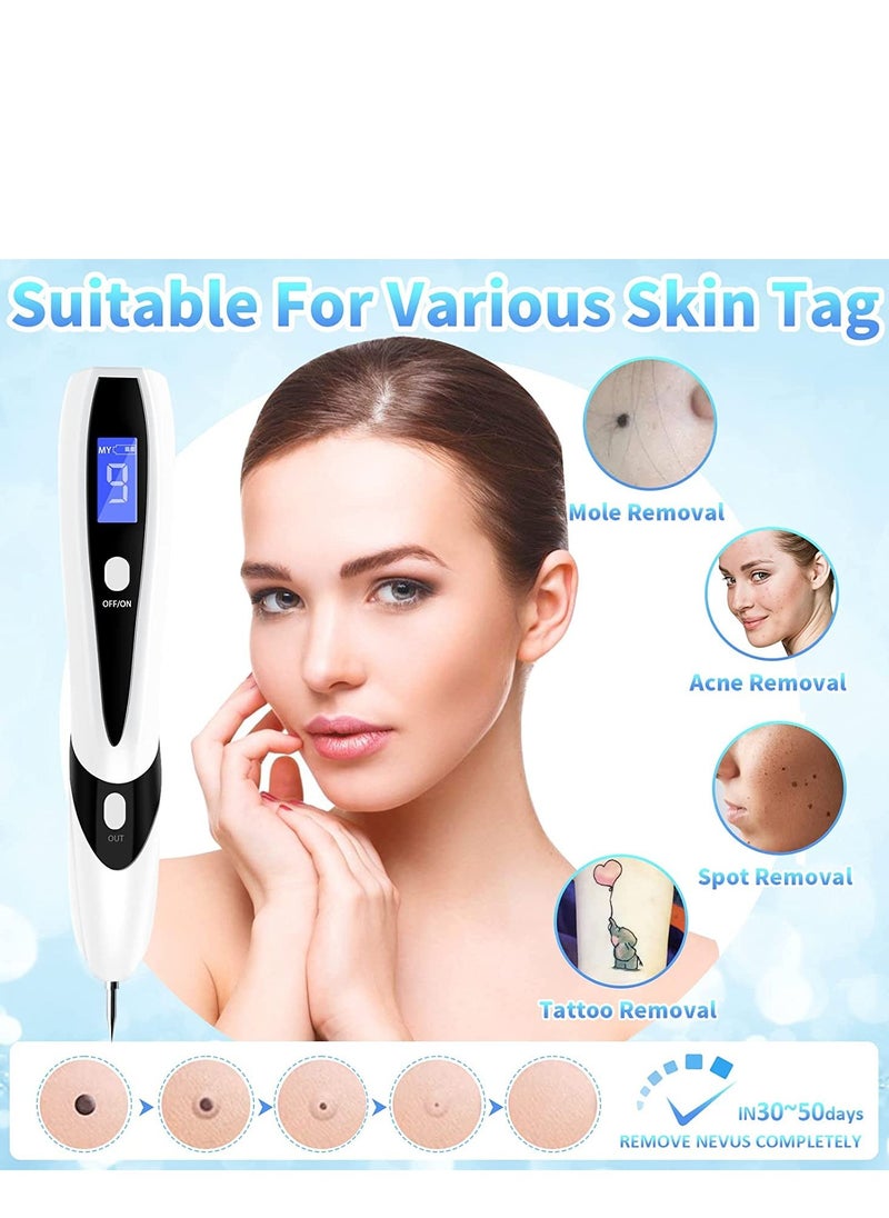 SYOSI - Skin Tag Remover, Skin Tag Removal Kit Tools with LCD Display 9 Adjustable Modes 30 Fine Needles USB Charging Home Usage for, Freckle, Warts, Dark Spot, Nevus Body Facial (white) - Image 1