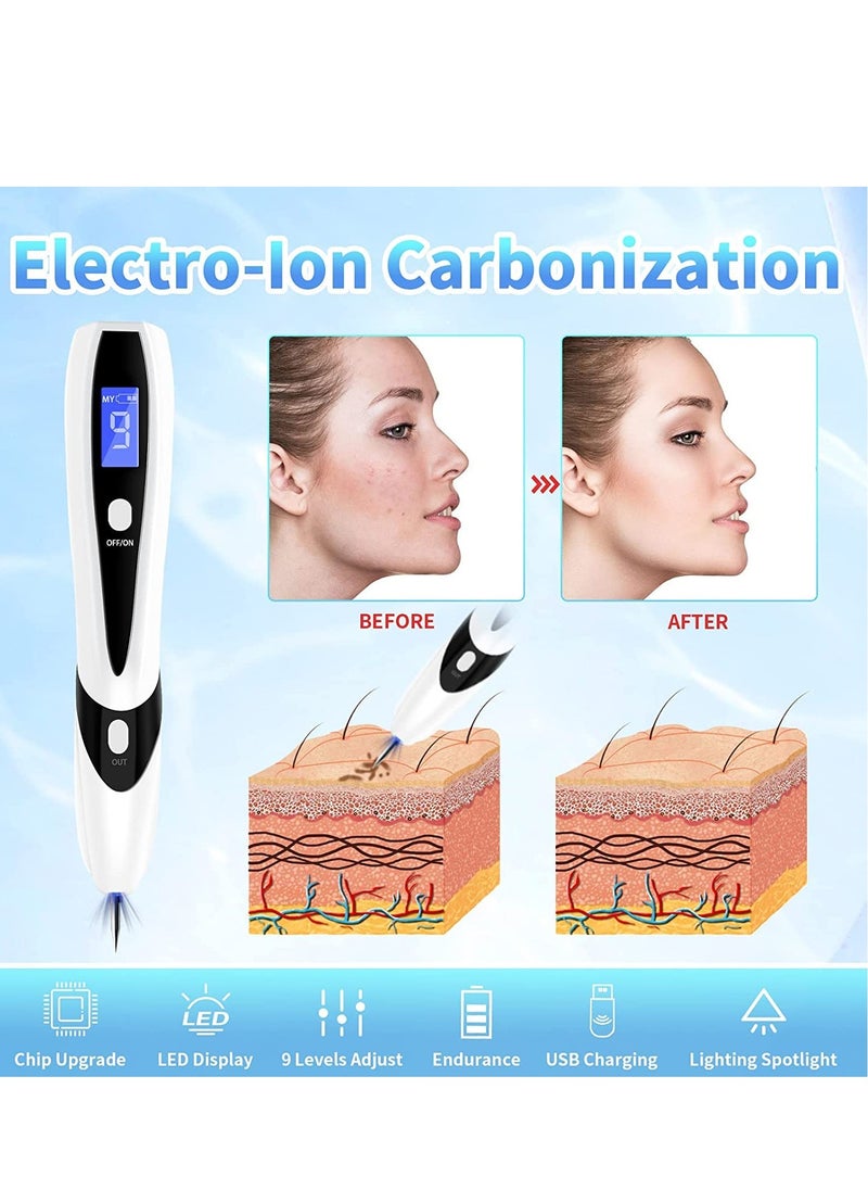 SYOSI - Skin Tag Remover, Skin Tag Removal Kit Tools with LCD Display 9 Adjustable Modes 30 Fine Needles USB Charging Home Usage for, Freckle, Warts, Dark Spot, Nevus Body Facial (white) - Image 1