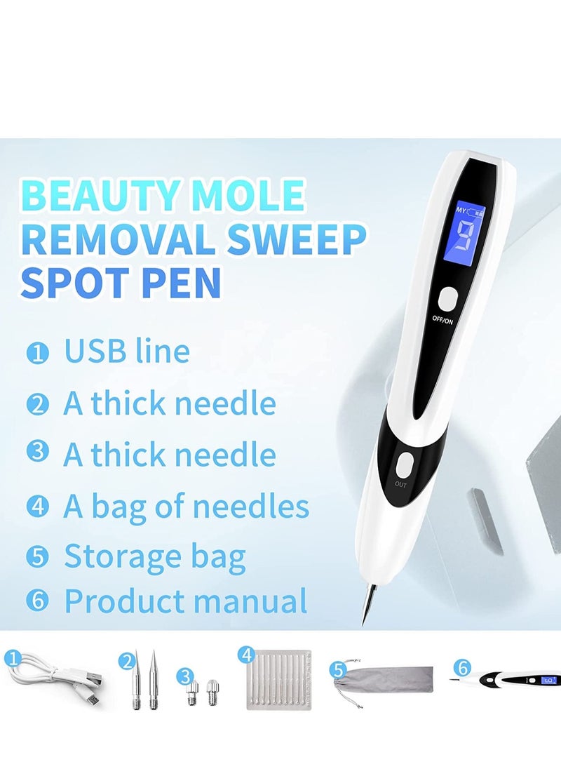 SYOSI - Skin Tag Remover, Skin Tag Removal Kit Tools with LCD Display 9 Adjustable Modes 30 Fine Needles USB Charging Home Usage for, Freckle, Warts, Dark Spot, Nevus Body Facial (white) - Image 1